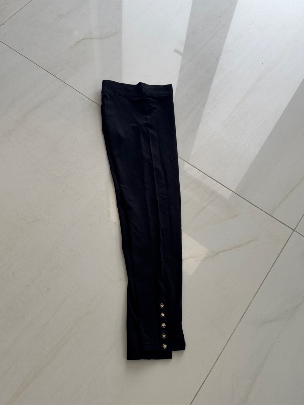 Y2K Juicy Couture Classic Black Cotton Leggings Crown Snap Button extra small